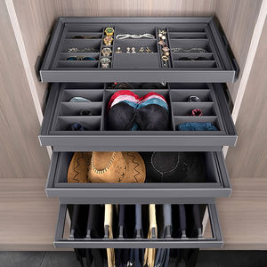 Armoire commodes aluminium cuir chambre bijoux tire diapositives stockage <span class=keywords><strong>pantalon</strong></span> support tiroirs vêtements suspendus placard organisateur - Product Image 6