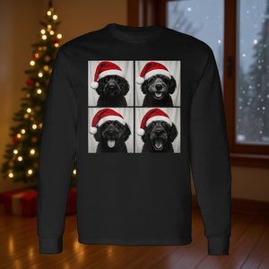 Camiseta de manga larga con foto de Papá Noel y perro caniche portugués de Navidad - Product Image 3