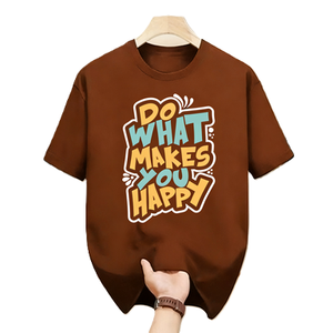 T-shirt con citazione ispiratrice '<span class=keywords><strong>Do</strong></span> <span class=keywords><strong>What</strong></span> Makes <span class=keywords><strong>You</strong></span> Happy', maglietta motivazionale con grafica artistica, t-shirt oversize in cotone a maniche corte, streetwear, top casual. - Product Image 4