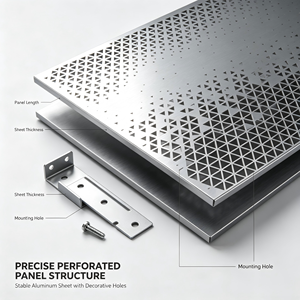Panel de Pared Metálico Perforado Personalizado, Revestimiento de Fachada con Corte Láser Geométrico, Pantalla Decorativa para Exteriores - Product Image 2