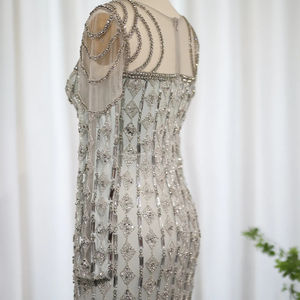 Jancember SZ398 элегантные дубайские серые арабские вечерние платья с длинным рукавом для выпускного вечера платья - Product Image 6