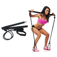 Bâton de Yoga Portable Multifonctionnel à la Maison avec Kit de Barre de Pilates de Résistance-Construction en Acier et ABS EVA & TPE Grip