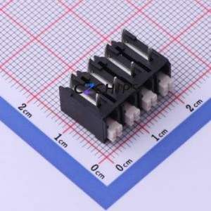 JL212R-50004B01 Spring Terminal Block Bent Lead Through Hole,P=5mm Connector 1x4P 5mm Black Right Angle Insert - Product Image 1