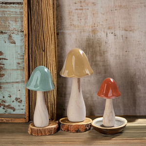 Autunno decorazione per la casa nuovo Design in ceramica a forma di fungo smaltato con motivo per la decorazione di interni - Product Image 1