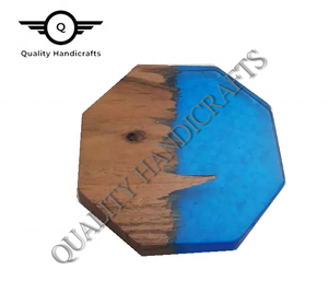 Unique Design High Quality Epoxy Resin Mango Wood <b>Blue</b> 10x10 CM Eco-Friendly Modern Handmade Tea <b>Coaster</b> India Quality - Product Image 3