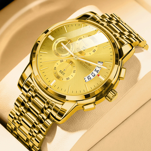 <span class=keywords><strong>OLMECA</strong></span> Gold Herren Luxus Mode Casual Quarzuhr Edelstahlband Chronograph Wasserdicht Modell W068G - Product Image 5