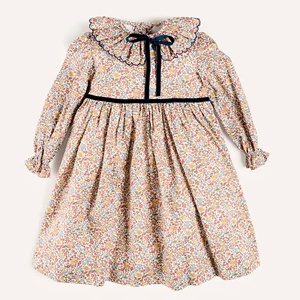 Neonato abito da principessa floreale a maniche lunghe in velluto con collo a balze per bambine <span class=keywords><strong>abiti</strong></span> da fiore per bambini da bambina 6-12 mesi - Product Image 2