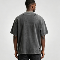 T-shirt en coton pour homme, coupe ample, effet vieilli, délavé à l'acide, personnalisable avec logo, style vintage, coupe carrée, t-shirt vierge pour homme