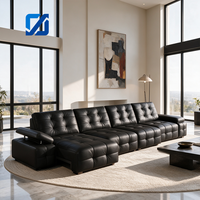 Modernes Echtleder-Elektrosofa Verwandelbares Ausziehbares Weiches Ferngesteuertes Relaxsofa Multifunktionales Wohnzimmer-Sofa
