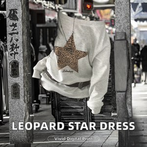 Vestidos Casuales de Manga Larga con Estampado de Leopardo y Estrellas Bordadas, Estilo Urbano, Nueva Moda de Invierno, Ropa para Vacaciones - Product Image 2