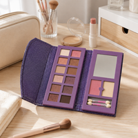Étui de rangement pliable en PVC pailleté de haute qualité pour maquillage, palette de fards à paupières vide avec miroir, logo personnalisé, vente en gros ODM