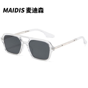 Maidis Square <b>Frame</b> Sunglasses For Men UV400 Protection Transparent <b>Frame</b> <b>Black</b> Lens - Product Image 1