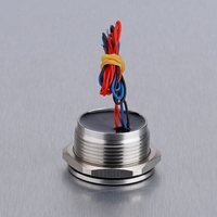 Interrupteur à bouton-poussoir piézoélectrique LED à points de 30 mm plat, momentané, 12 V, étanche IP68, en acier inoxydable de qualité supérieure ABILKEEN