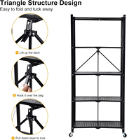 Étagère de Rangement à 5 Niveaux Pliable Robuste en Métal avec Roues