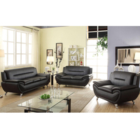 Canapé d'angle modulable Laystone en cuir noir et blanc, design moderne deux places avec pieds en métal, idéal pour appartement, atelier, salon