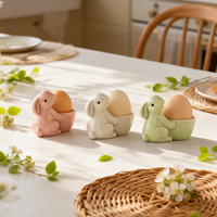 Keramik-Hasen-Eierbecher, Oster-Hasen-Eierhalter, Handgefertigter Keramik-Eierständer für Frühstückstisch-Deko & Oster-Party-Geschenk