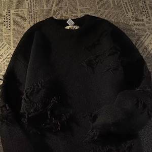 <strong>Boyfriend</strong> Style Top Hoodie Women <strong>Jumper</strong> Sweaters Crew Neck Pullover Sweater Casual Ripped Tassel Long Sleeve Knitted Sweater - Product Image 2