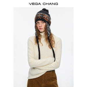 VEGA CHANG Nouveauté Hiver Pull en Laine et <span class=keywords><strong>Cachemire</strong></span> pour Femme Col Roulé Poignets Côtelés Crème et Gris Ensembles Superposés - Product Image 3