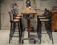 Table et chaise de café en bois industriel, Restaurant en métal, haute qualité