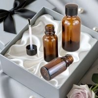 Bouteille vide en PET ambré de 5ml, 10ml, 15ml, 20ml, 30ml, 50ml, 100ml en gros pour huiles essentielles et vernis à ongles avec bouchon applicateur noir