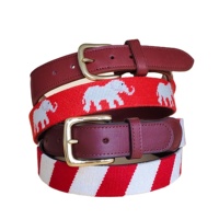 Sabuk sulaman kulit sapi gesper logam desain kustom pola fashion