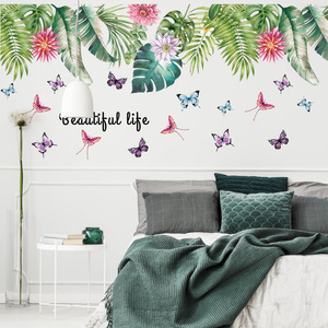 SK2025AB Green Plant <b>Wall</b> Sticker PVC Waterproof Removable Modern Home <b>Decoration</b> Irregular Shape - Product Image 2
