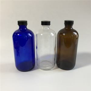 4 oz 8 oz Refillable Cobalt Blue Boston Round Glass <strong>Window</strong> Homemade Cleaner Bottle with White Trigger <strong>Spray</strong> - Product Image 5