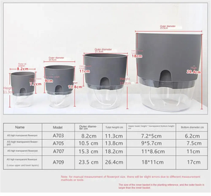 Macetas hidropónicas <span class=keywords><strong>de</strong></span> plástico transparente <span class=keywords><strong>de</strong></span> doble capa para el jardín del hogar, <span class=keywords><strong>maceta</strong></span> <span class=keywords><strong>de</strong></span> absorción <span class=keywords><strong>de</strong></span> agua automática con cuerda <span class=keywords><strong>de</strong></span> algodón - Product Image 5