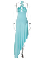 Robe longue décontractée pour femme, couleur unie, dos nu, col halter, élégante, collection automne 2026