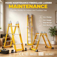 Échelle articulée multifonctionnelle en aluminium pliable multi-positions, robuste, 4x4 marches