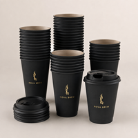 Gobelets en papier à double paroi jetables avec estampage à chaud doré, logo personnalisé, gobelets en papier pour boissons chaudes 8/12/16 oz pour café et thé à emporter