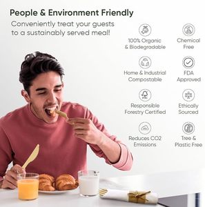 Thân Thiện Với Môi Tre Sang Trọng Bộ Dao Kéo Phân Hủy Sinh Học Dùng Một Lần Dĩa Dao Thìa 140Mm Pre-Cán Khăn Ăn Nhựa Thực Phẩm - Product Image 2