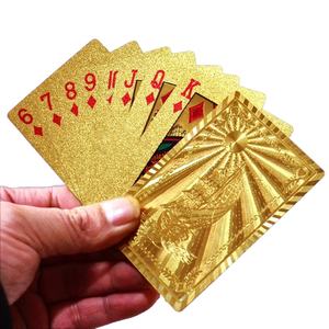Venta al por mayor de naipes de lámina de oro <span class=keywords><strong>Rich</strong></span> Man Gold Golden Plastic Naipes impermeables naipes duraderos - Product Image 1