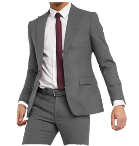 Abito da uomo autunnale 2 pezzi slim fit in spigato, giacca e pantaloni traspiranti con cerniera, taglie forti, <span class=keywords><strong>per</strong></span> feste e matrimoni - Product Image 1
