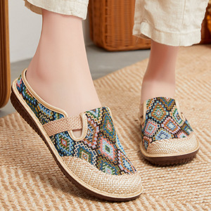 Zapatillas de <span class=keywords><strong>Mujer</strong></span> Modernas de Punto, Transpirables, Estampadas, Casuales, de Lino, <span class=keywords><strong>Sandalias</strong></span> de Estilo Slip-On - Product Image 2