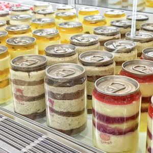 Boîtes en plastique PET transparentes en gros, 250 ml, 330 ml, 500 ml, avec opercule à anneau, sans BPA, pour desserts, bonbons et poudings - Product Image 1