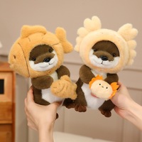 Peluche Costume Otter Fishing Squad en polyester, avec accessoires de pêche (poisson, crevette, crabe et pieuvre), jouet pour machine à griffes, cadeau d'anniversaire