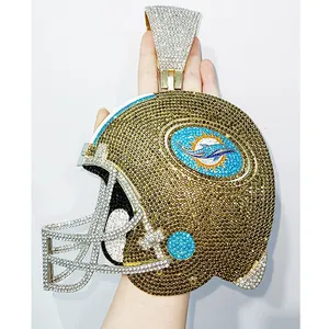 قلادة مخصصة 8 بوصة من سبيكة مادة ستيلرز من بيتسبورج سلسلة رياضية مخصصة قلادة مجوهرات من Miami Dolphins