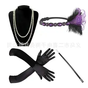 2401 erxi 1920S prom Bộ dụng cụ ngọc trai vòng cổ găng tay Rod Headband trang phục phụ kiện thiết lập