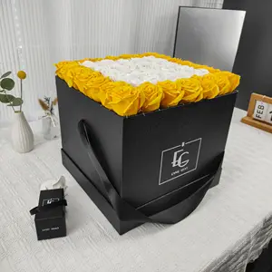 Luxury Packaging High Quality Custom Logo Large Paper Square I Love You Flower Box With Ribbon