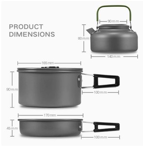 Set Peralatan Masak Luar Ruangan untuk 1-2 Orang, Peralatan Masak Portabel untuk Berkemah DS-101 Set Panci - Product Image 4