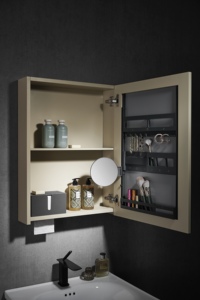 BNITM tocador de pared de acero inoxidable con espejo LED rectangular moderno de lujo con lavabo superior para gabinetes de baño de Hotel - Product Image 2