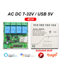Module de relais de contrôle d'accès 4 canaux Tuya Wifi Zigbee 433 MHz AC250V DC32V à commande ponctuelle, auto-bloquant et interverrouillable