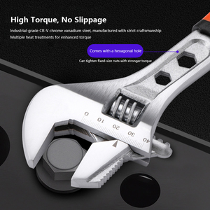 10-Zoll Multifunktionaler Verstellbarer Schraubenschlüssel mit Ratschenfunktion, Cr-V-Stahl <span class=keywords><strong>f</strong></span>ür Sanitär- und Autoreparaturen - Product Image 4