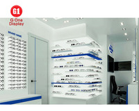 Décoration intérieure de magasin d'optique tendance, présentoir mural en bois personnalisé pour lunettes de soleil, armoire, présentoir pour opticien, étagère pour lunettes