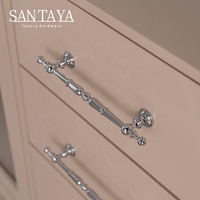 Poignée de meuble Santaya en laiton massif chromé argent brillant, pour armoires de cuisine, tiroirs et placards, poignées de luxe pour meubles