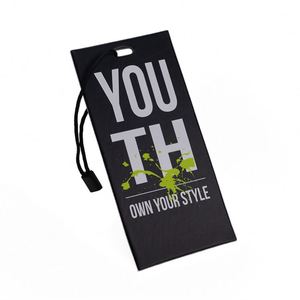 Custom Size Printed Paper <b>Tag</b> with Perforated Organic Cotton Cord for Clothing Custom Brand Black Paper Rectangle Hang <b>Tags</b> - Product Image 2