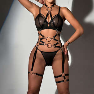 Sexy Unterwäsche Tanga Dessous Set Spitze BH Silber Kette BH und Höschen Mode Dessous für Frauen - Product Image 2