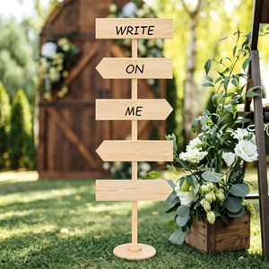 Señal de dirección de madera en forma de flecha con estaca para jardín, césped o patio, decorativa y guía para exteriores. - Product Image 1