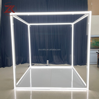 ZKAI Boîte de photomaton portable en métal noir avec éclairage LED pour la photographie d'événements et les arrière-plans de mariage